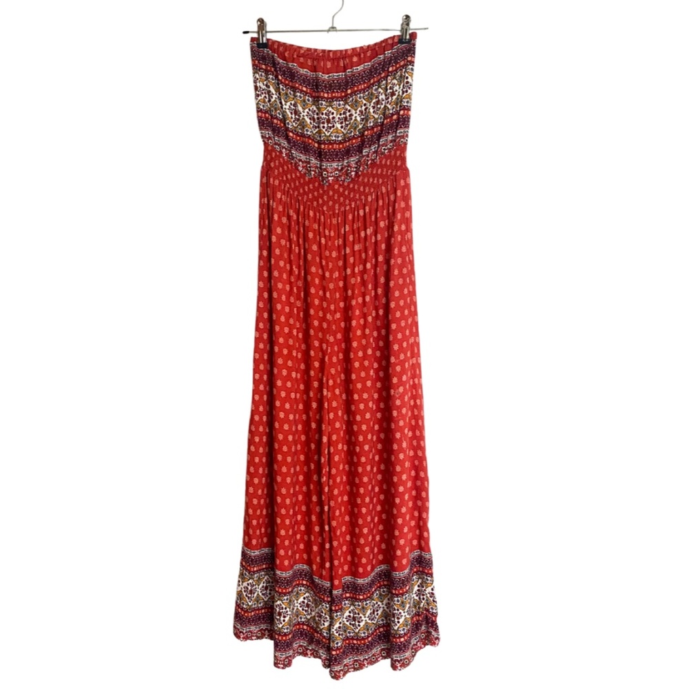 Hem & Thread Women’s Boho Tribal Print Strapless Jumpsuit [US S]